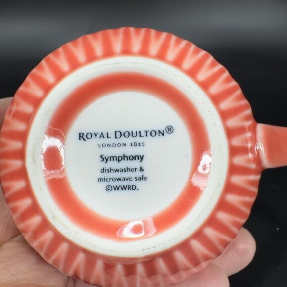 Royal Doulton Symphony Porcelain Small Pitcher Creamer Jug Flaming Orange Glaze - Picture 2 of 10